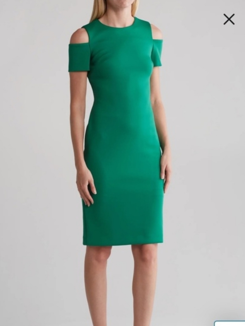 Calvin Klein Women’s Scuba Cold Shoulder Sheath Dress Bodycon Gold Zip Sz 6